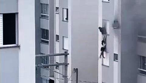 MORADORES PULAM DE PRÉDIO EM CHAMAS PARA ESCAPAR DE INCÊNDIO EM PATOS DE MINAS