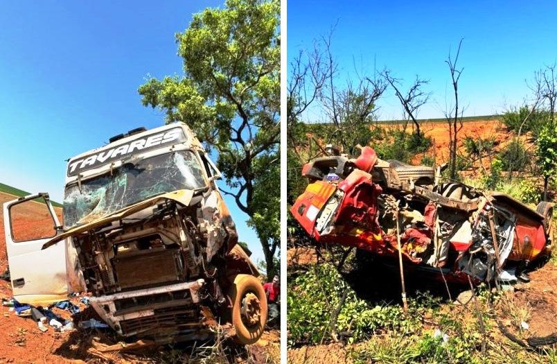 VIATURA DOS BOMBEIROS COLIDE COM CAMINHÃO E CAPOTA NA RODOVIA MG-188