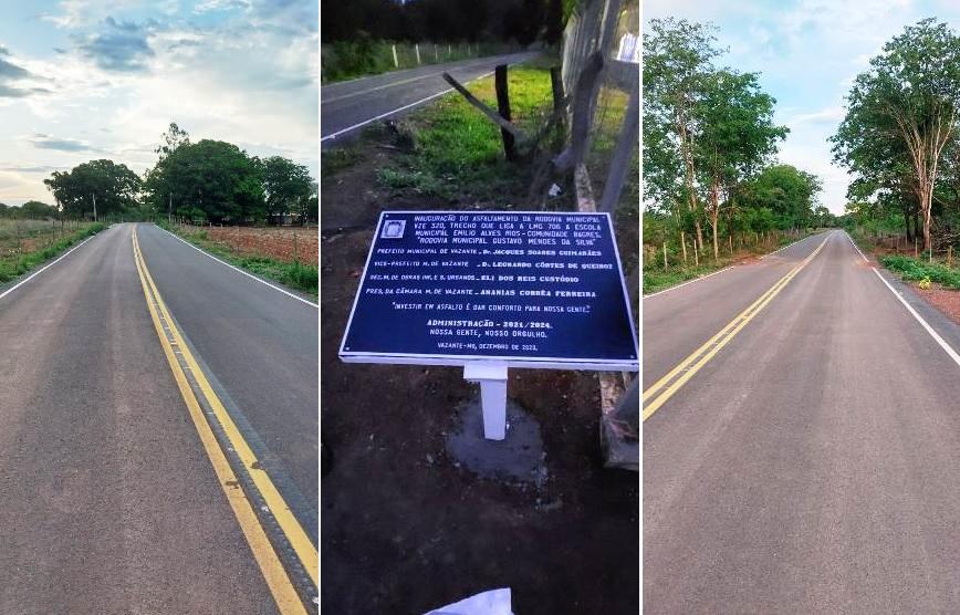 PREFEITURA DE VAZANTE INAUGURA ASFALTAMENTO DA ESTRADA DE ACESSO A COMUNIDADE BAGRES
