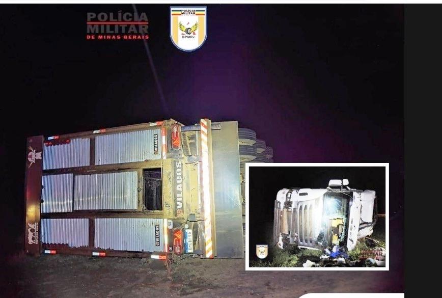 ACIDENTE COM CARRETA BOIADEIRA DEIXA MOTORISTA FERIDO E VÁRIOS ANIMAIS MORTOS