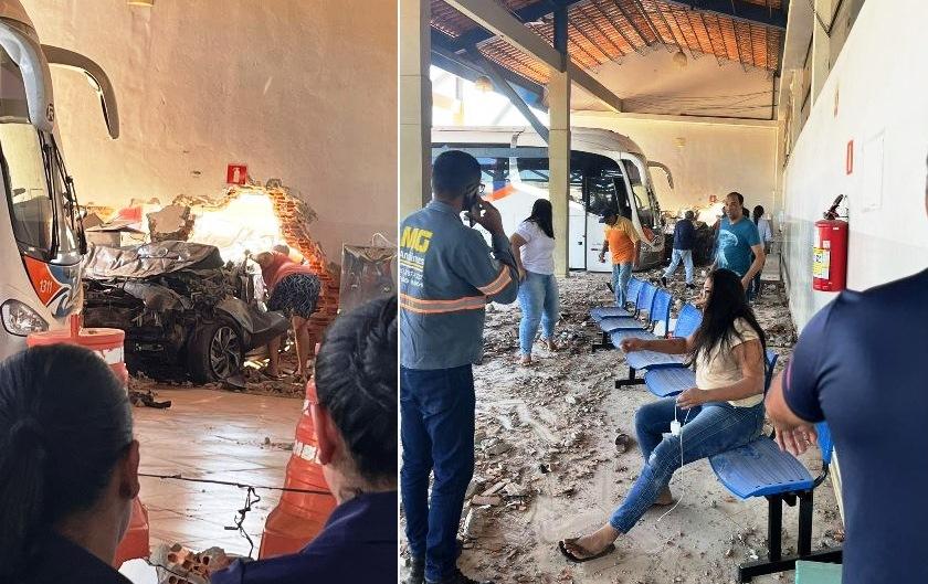 MOTORISTA PASSA MAL E BATE VIOLENTAMENTE CONTRA PAREDE DA RODOVIÁRIA DE PARACATU