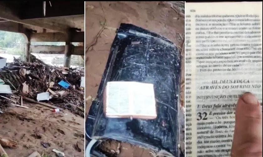 BÍBLIA INTACTA COM MENSAGEM DE 'ARREPIAR’ É ENCONTRADA EM ESCOMBROS NO RIO GRANDE DO SUL
