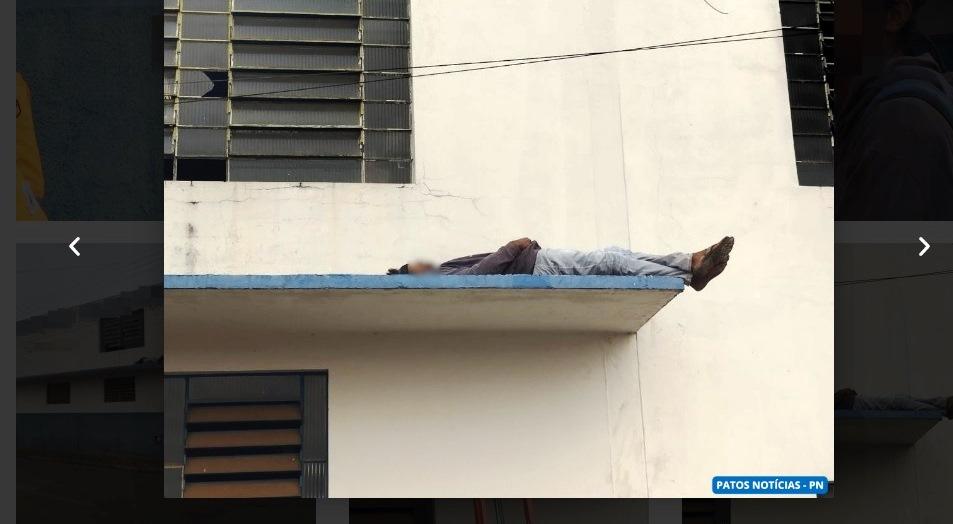 PATOS DE MINAS: HOMEM DORME EM CIMA DE MARQUISE E É RESGATADO PELOS BOMBEIROS