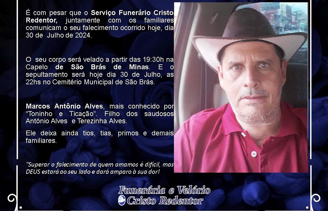 LAMENTAMOS INFORMAR O FALECIMENTO DE MARCOS ANTÔNIO ALVES