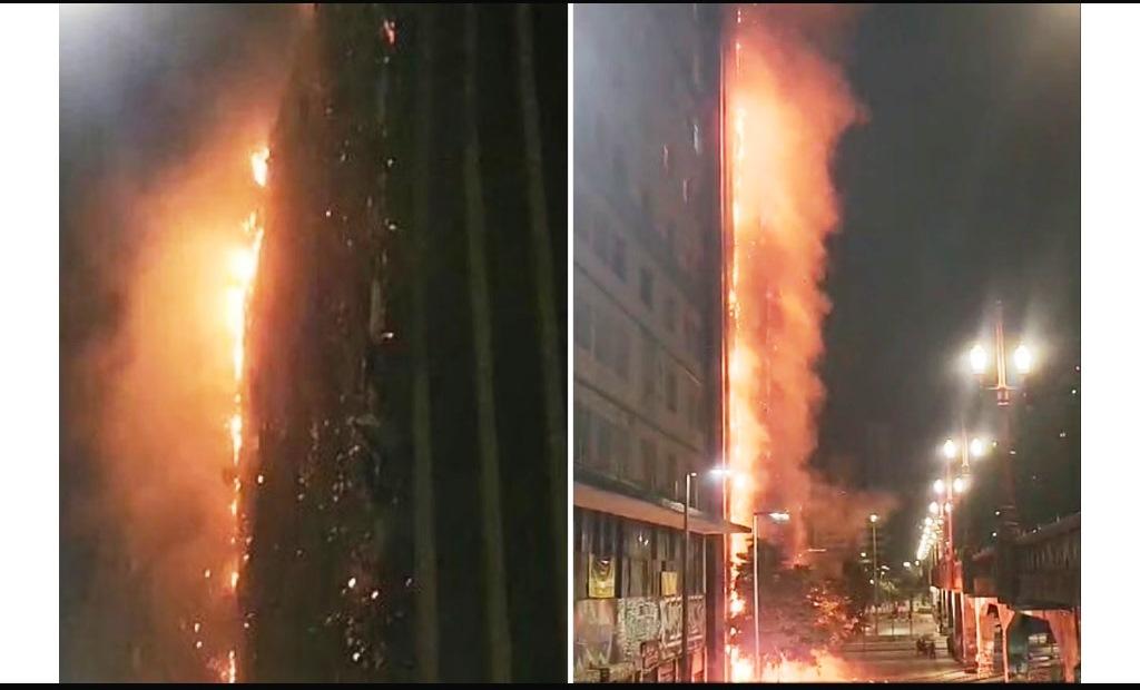 INCÊNDIO DE GRANDES PROPORÇÕES DESTRÓI EDIFÍCIO NO CENTRO DE BH