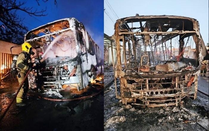 CRIMINOSOS INCENDEIAM QUATRO ÔNIBUS DO TRANSPORTE COLETIVO EM UBERLÂNDIA