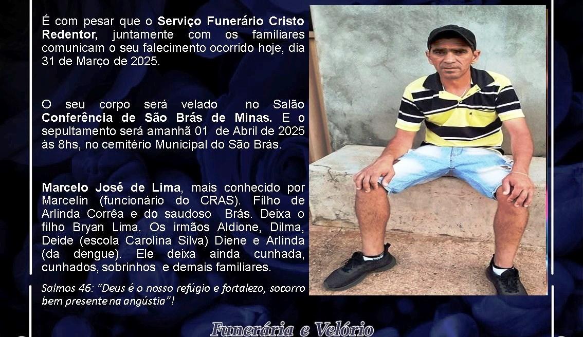 LAMENTAMOS INFORMAR O FALECIMENTO DE MARCELO JOSÉ DE LIMA