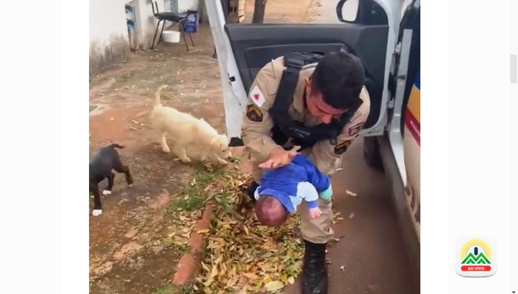 CABO DA POLÍCIA MILITAR SALVA BEBÊ ENGASGADO COM LEITE EM VAZANTE