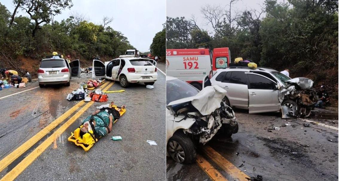 BATIDA FRONTAL RESULTA EM DEZ VÍTIMAS NA BR-365 PRÓXIMO A SÃO GONÇALO DO ABAETÉ