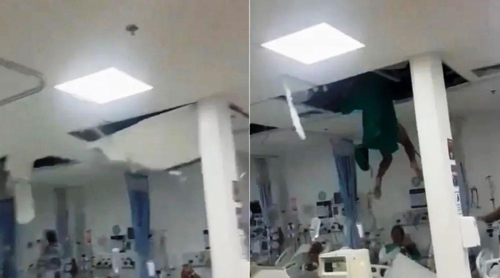 VÍDEO: PACIENTE CAI DO TETO AO TENTAR FUGIR PELAS TUBULAÇÕES DE HOSPITAL