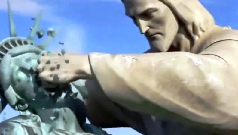 EMBAIXADA DO IRÃ POSTA VÍDEO COM CRISTO NOCAUTEANDO ESTÁTUA DA LIBERDADE