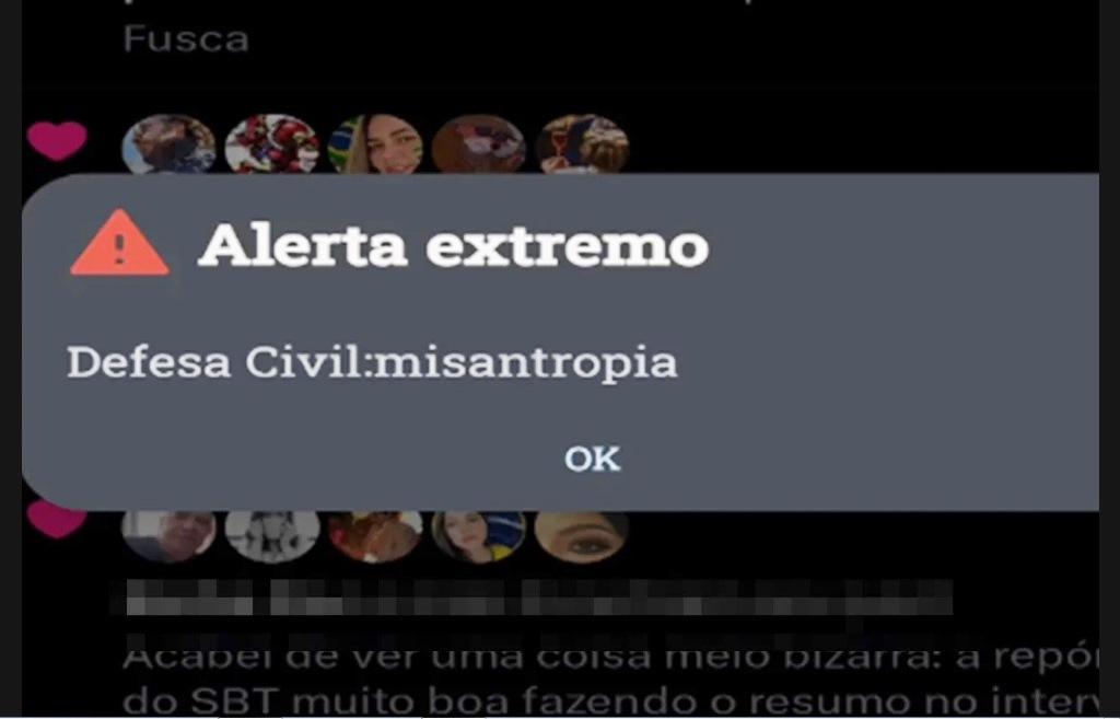 MILHÕES DE PESSOAS RECEBERAM ALERTA FALSO DE ‘MISANTROPIA’ DA DEFESA CIVIL