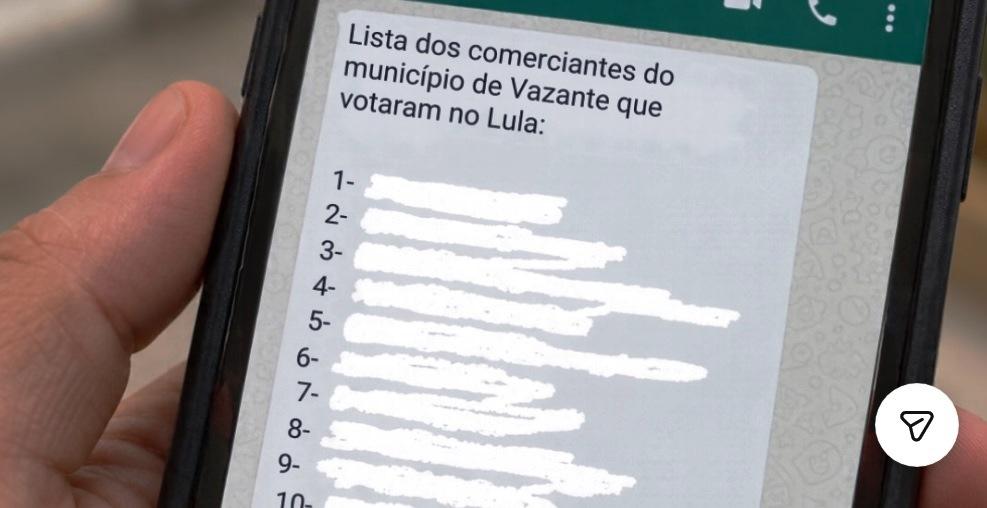 GRUPO DISSEMINA LISTA DE BOICOTE A EMPRESAS E ELEITORES DE LULA EM VAZANTE 
